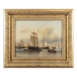 ANTOINE WALDORP (1803 - 1866) A sailing fleet Oil on canvas, 29 x 39cm