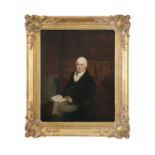 IRISH SCHOOL, EARLY 19TH CENTURY Three-quarter length portrait of a gentleman seated with a book
