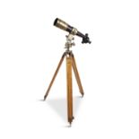 AN EARLY 20TH CENTURY BRASS LONG RANGE OBSERVATION TELESCOPE, by F. Krauss, Paris with tripod