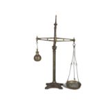 A BRASS AND METAL SCALES BY NEWMAN OF DUBLIN. 101cm high