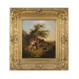 STYLE OF W. SHAYER (19TH CENTURY) Figures with Cattle and Dog by a Stable Yard Oils on board, each