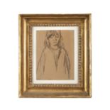 GWEN JOHN (1876-1939) Little Girl with Long Hair Crayon on brown paper, 22 x 16.6cm Signed