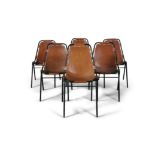 CHARLOTTE PERRIAND A set of six Les Arc chairs by Charlotte Perriand, with leather seats on