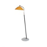 LAMP A brass and enamel floor lamp, on a marble base, Italy c.1960. 159cm(h)