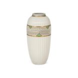 VASE A French white and enamel ovoid vase, bearing signature, c.1950. 45cm(h)