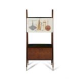 DRINKS CABINET A rosewood drinks cabinet, mirrored interior with a glass shelf,