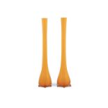 VASES A pair of orange long necked vases, Italy c.1970s. 50cm(h)