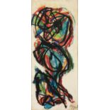 KAREL APPEL (1921-2006) Figure - Abstract Composition Mixed media on canvas, 48 x 20cm Signed;