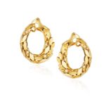 From the private collection of a continental lady A PAIR OF DIAMOND HOOP EARCLIPS, BY M.