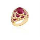 From the private collection of a continental lady A RUBY AND DIAMOND DRESS RING The