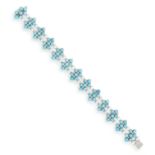A TURQUOISE AND DIAMOND BRACELET, CIRCA 1960 Of openwork design, composed of a series of
