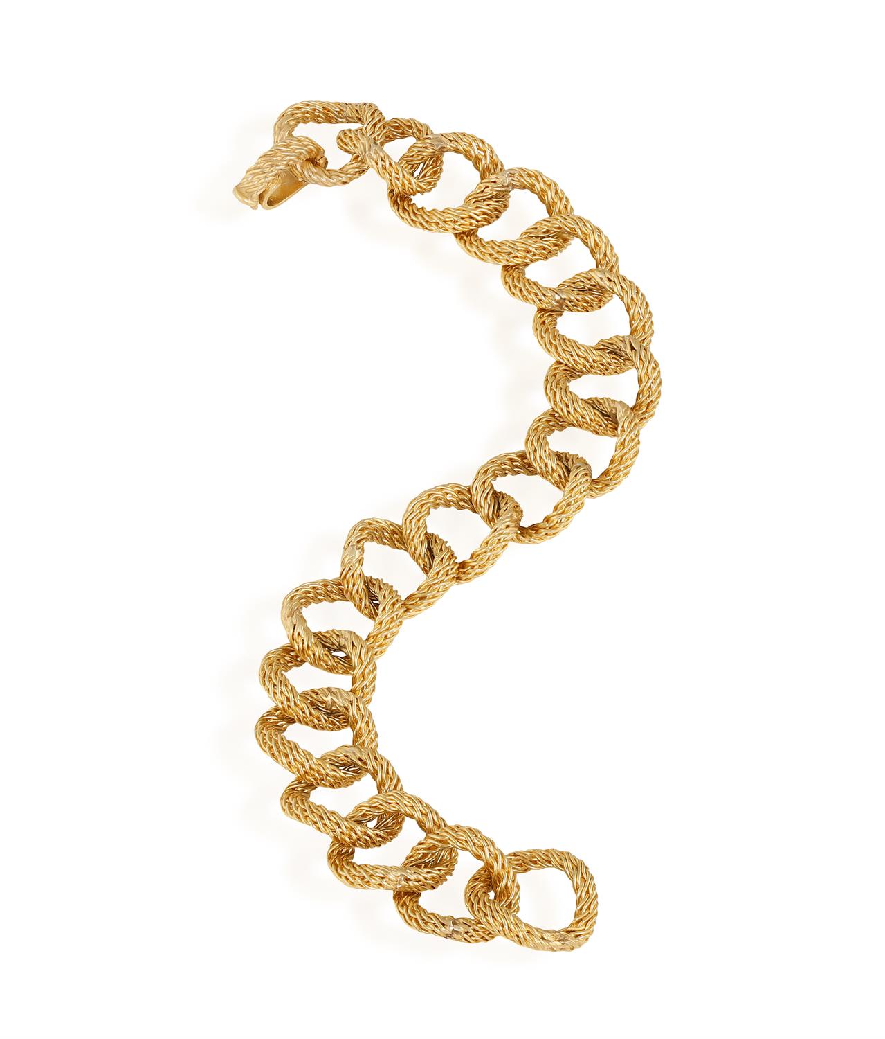 A GOLD BRACELET, CIRCA 1960 Composed of an integral woven-link bracelet, in 18K gold, - Image 2 of 7