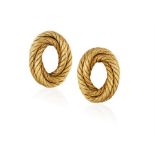 A PAIR OF GOLD EARCLIPS, BY CARLO WEINGRILL, CIRCA 1960 Of openwork oval-shaped design,