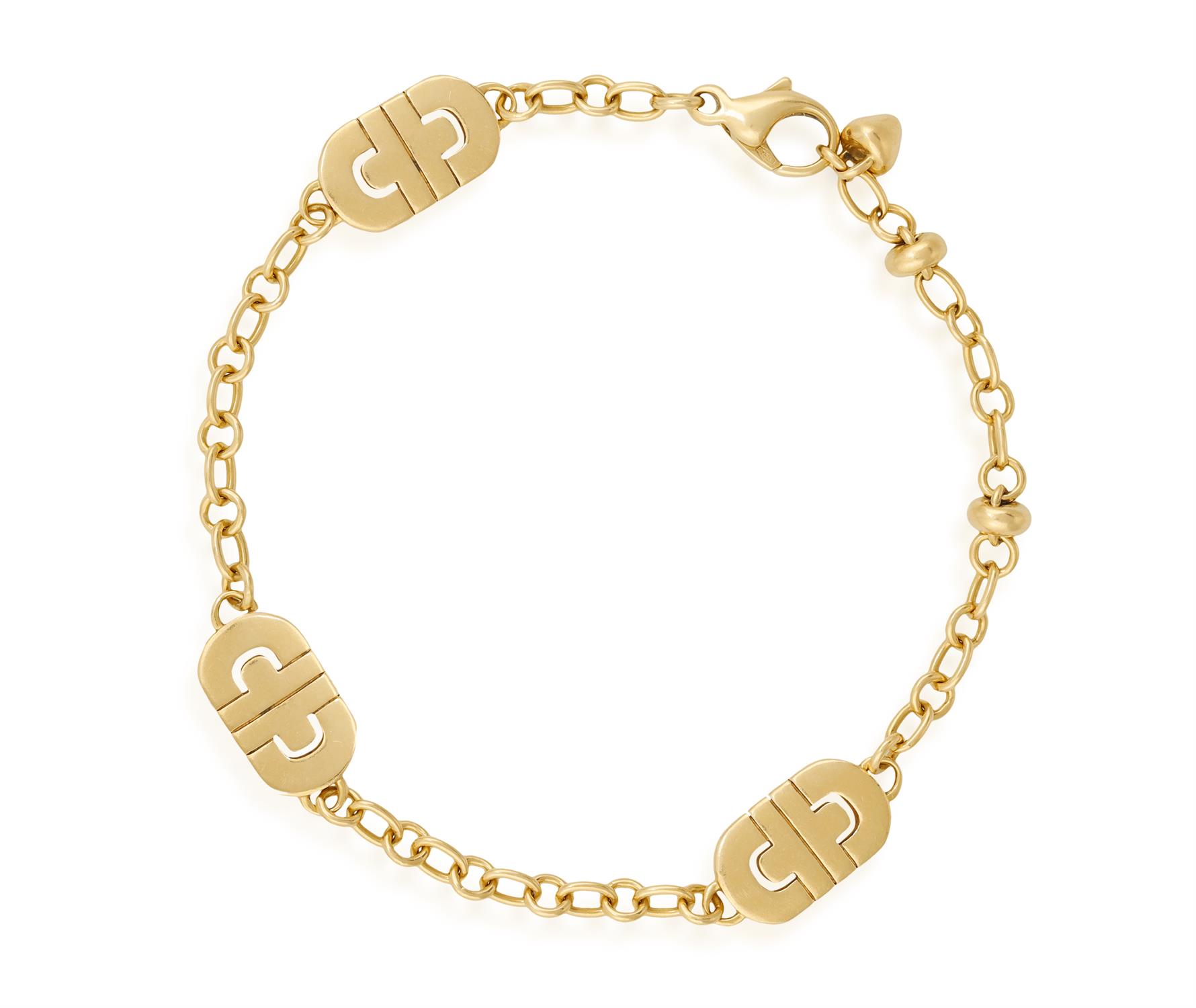 A GOLD 'PARENTESI' BRACELET, BY BULGARI The cable-link chain interspersed with three gold