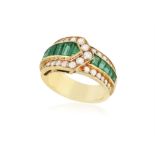 From the private collection of a continental lady AN EMERALD AND DIAMOND DRESS RING,