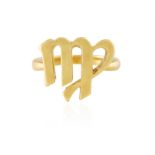 A GOLD RING, BY CARTIER, CIRCA 1970 The openwork frontispiece modelled with initial 'MP' or 'DU'