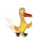 A GEM-SET AND ENAMEL NOVELTY BROOCH, BY FRASCAROLO, CIRCA 1965 The whimsical duck,