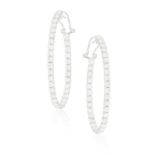 A PAIR OF DIAMOND HOOP EARRINGS Composed of oval hoops set with brilliant-cut diamonds,