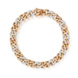 A DIAMOND BRACELET The curb-link chain highlighted with similar links pavé-set with