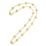 A GOLD 'ALHAMBRA' SAUTOIR NECKLACE, BY VAN CLEEF & ARPELS, CIRCA 1970 Composed of twenty