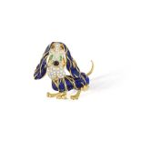 From the private collection of a continental lady AN ENAMEL AND GEM-SET NOVELTY BROOCH,