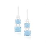 A PAIR OF AQUAMARINE AND DIAMOND PENDENT EARRINGS, BY FANNY BLANCHELANDE Each composed of a