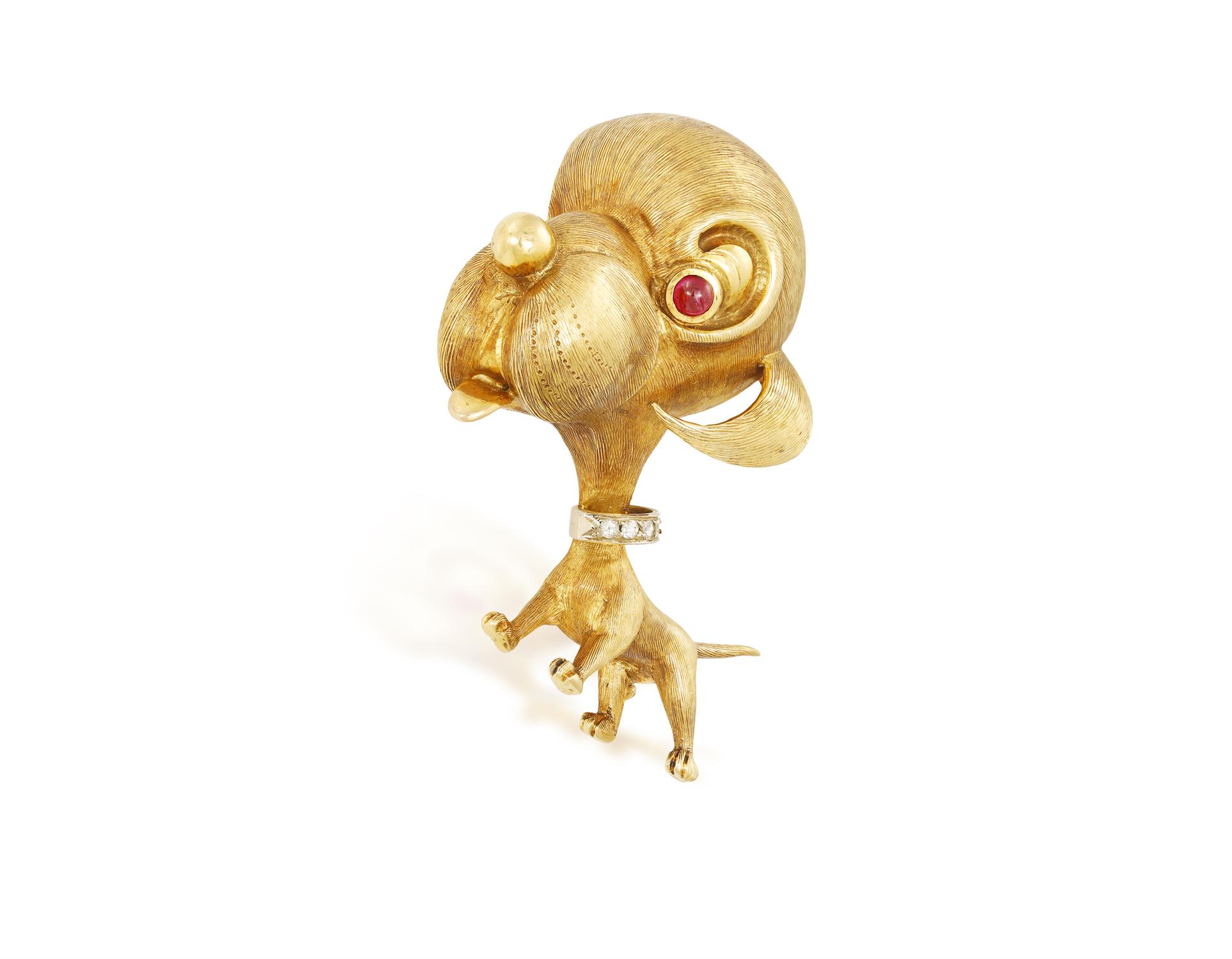 A RUBY AND DIAMOND NOVELTY BROOCH, CIRCA 1955 Modelled as a cartoon character dog, - Image 2 of 6