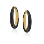 A PAIR OF 'VICTORIA' JET AND GOLD HOOP EARRINGS, BY POMELLATO Each jet hoop with brushed gold