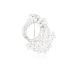 A FINE DIAMOND BROOCH, BY BULGARI, CIRCA 1960 Of openwork foliate design, set with brilliant,