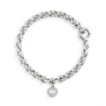 A 'HAPPY DIAMOND' DIAMOND BRACELET, BY CHOPARD The flat cable-link chain suspending a