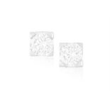 A PAIR OF DIAMOND EARSTUDS Each round brilliant-cut diamond within a square four-claw setting,