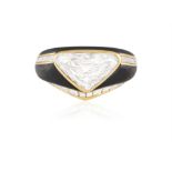 From the private collection of a continental lady A DIAMOND AND STEEL DRESS RING The central