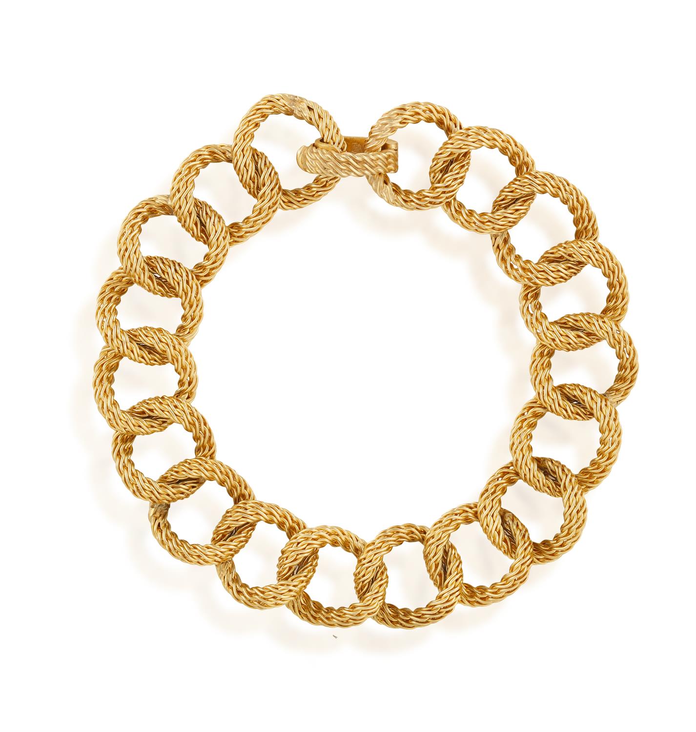 A GOLD BRACELET, CIRCA 1960 Composed of an integral woven-link bracelet, in 18K gold, - Image 3 of 7