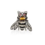 A LATE 19TH CENTURY BUMBLEBEE BROOCH, CIRCA 1880 The thorax formed as a cabochon tiger's eye,