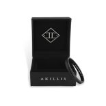 A BLACK DIAMOND AND TITANIUM BANGLE, BY AKILLIS, CIRCA 2021 Of openwork design with chevron