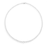 A DIAMOND LINE NECKLACE Composed of a line of graduated brilliant-cut diamonds within