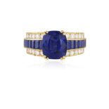 From the private collection of a continental lady A SAPPHIRE AND DIAMOND DRESS RING,