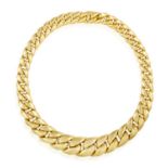 A GOLD NECKLACE Designed as a graduated curb-link chain, in 18K gold, Italian assay mark,