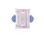 A KUNZITE, SAPPHIRE AND DIAMOND COCKTAIL RING, BY FANNY BLANCHELANDE The large rectangular-cut