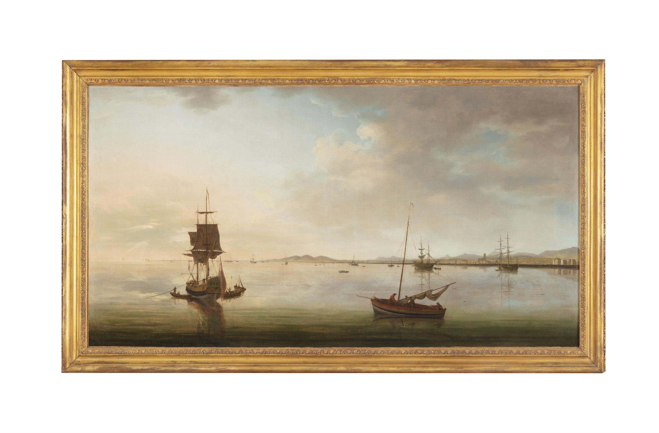 William Ashford PPRHA (1746 - 1824) A Pair of Views of Dublin Bay, Looking North and South Oil on - Image 2 of 4