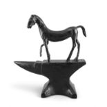 Barry Flanagan (1941 - 2009) Horse on Anvil (2001) Bronze, 55.2 x 50.8 x 21cm (21¾ x 20 x