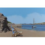 Kate Rafferty (20/21st Century) Summer on Cruit Pier Oil on canvas, 50 x 75cm (19¾ x