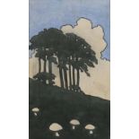 Paul Henry RHA (1877-1958) Mushrooms on a Hill Gouache on paper laid on board, 37 x 21.
