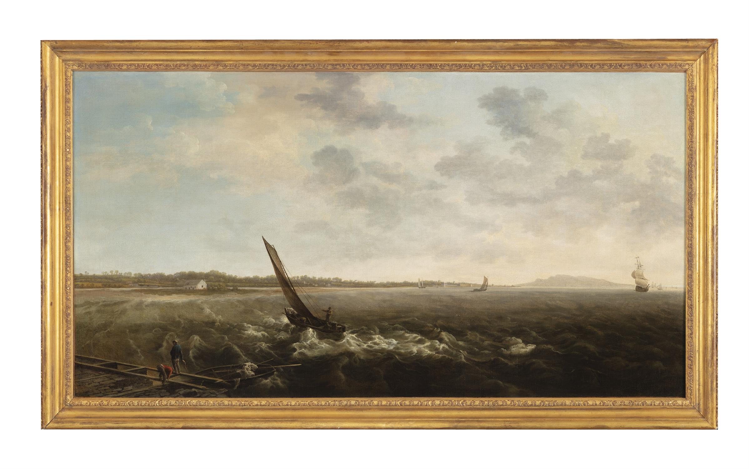 William Ashford PPRHA (1746 - 1824) A Pair of Views of Dublin Bay, Looking North and South Oil on - Image 3 of 4