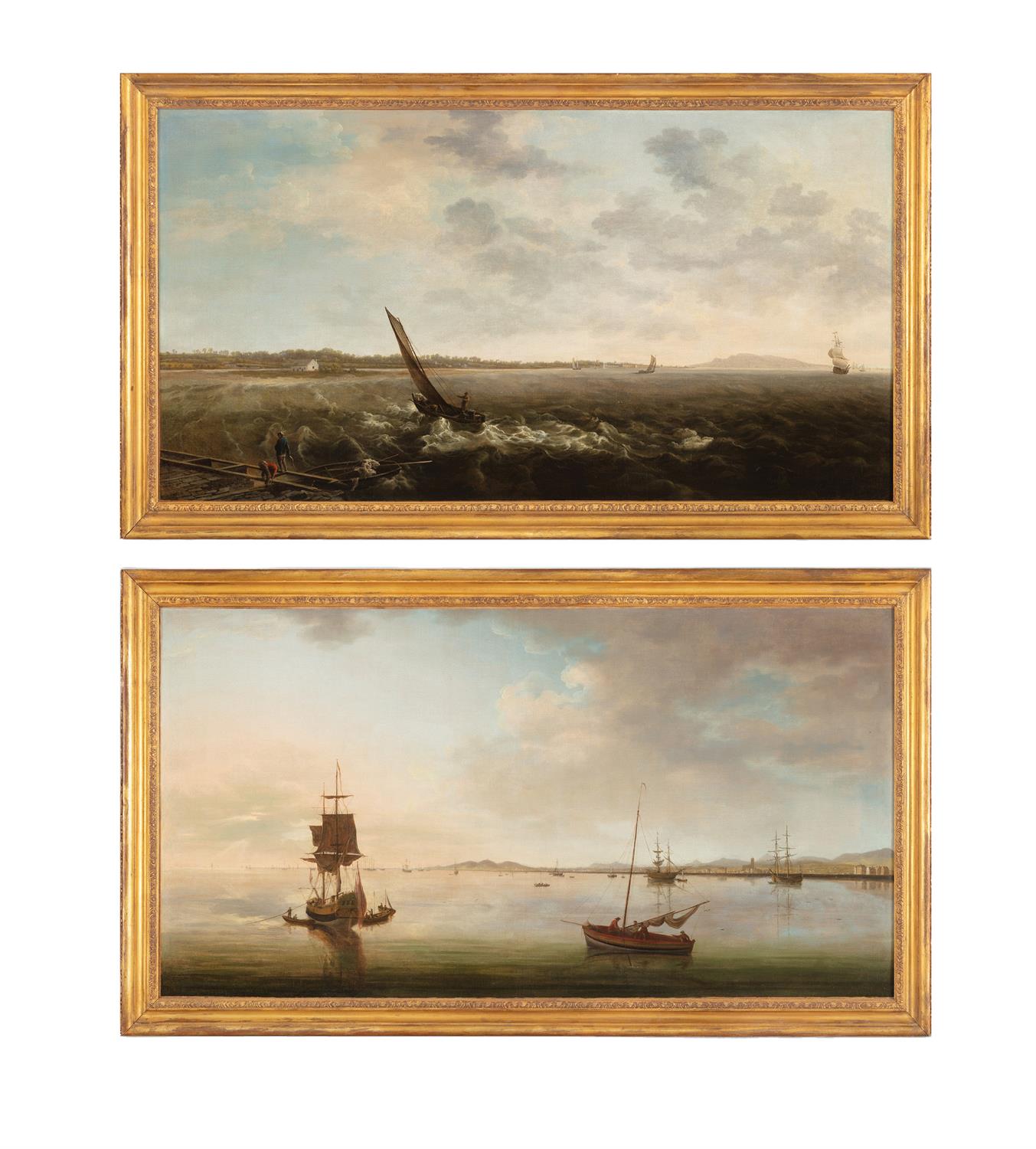 William Ashford PPRHA (1746 - 1824) A Pair of Views of Dublin Bay, Looking North and South Oil on