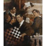 Noel Murphy (b.1970) Chess Players Oil on canvas, 148 x 121cm (56¾ x 47¾'') Signed with initials