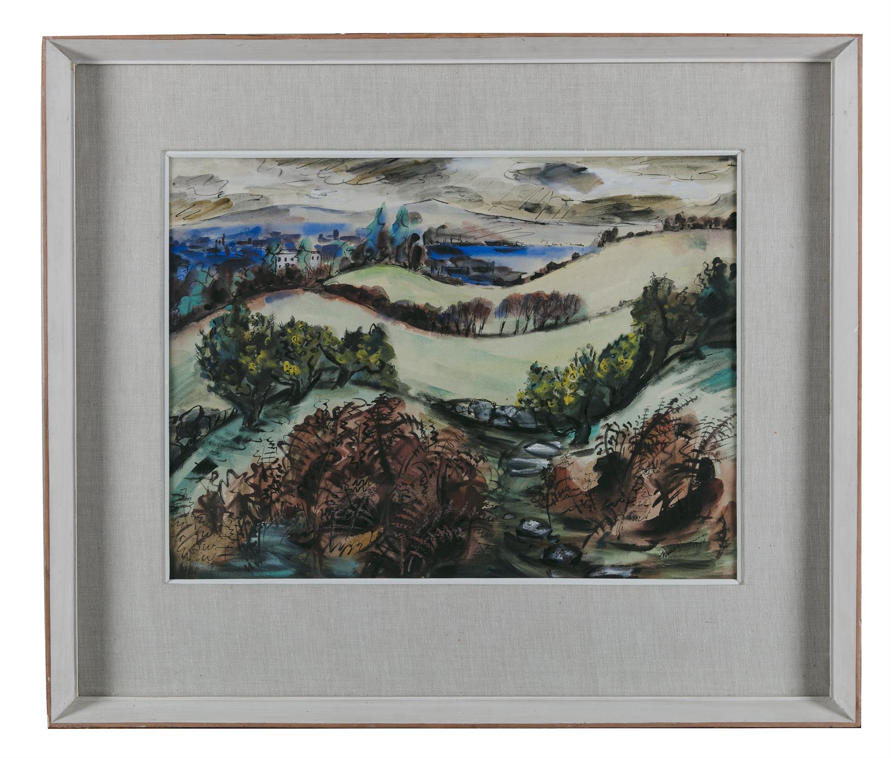 Norah McGuinness HRHA (1901-1980) Country Landscape Watercolour, 41 x 55cm (16¼ x 21¾'') Signed - Image 2 of 4