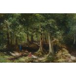 George Russell AE (1867 - 1935) Figure in Woodland Oil on canvas, 81.4 x 53.5cm (32 x