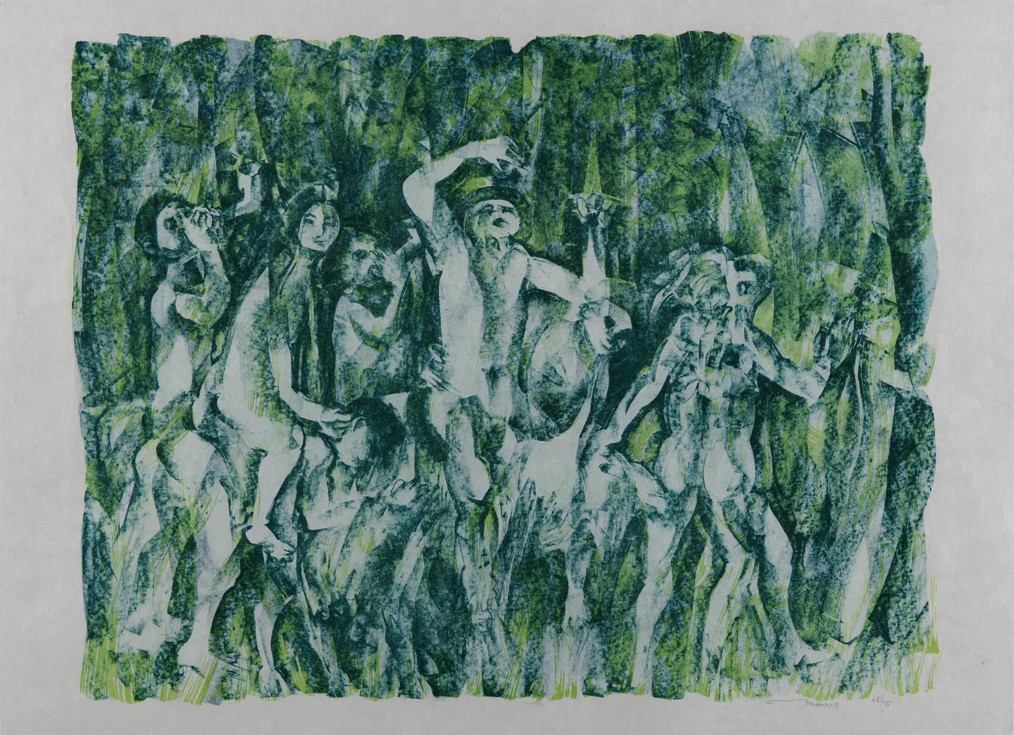 Louis le Brocquy (1916 - 2012) Children in a Wood II Lithographic print on handmade Japanese