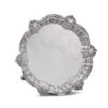 A GEORGE II SILVER CARD TRAY, London c.1756, makers mark of William & Robert Peaston,
